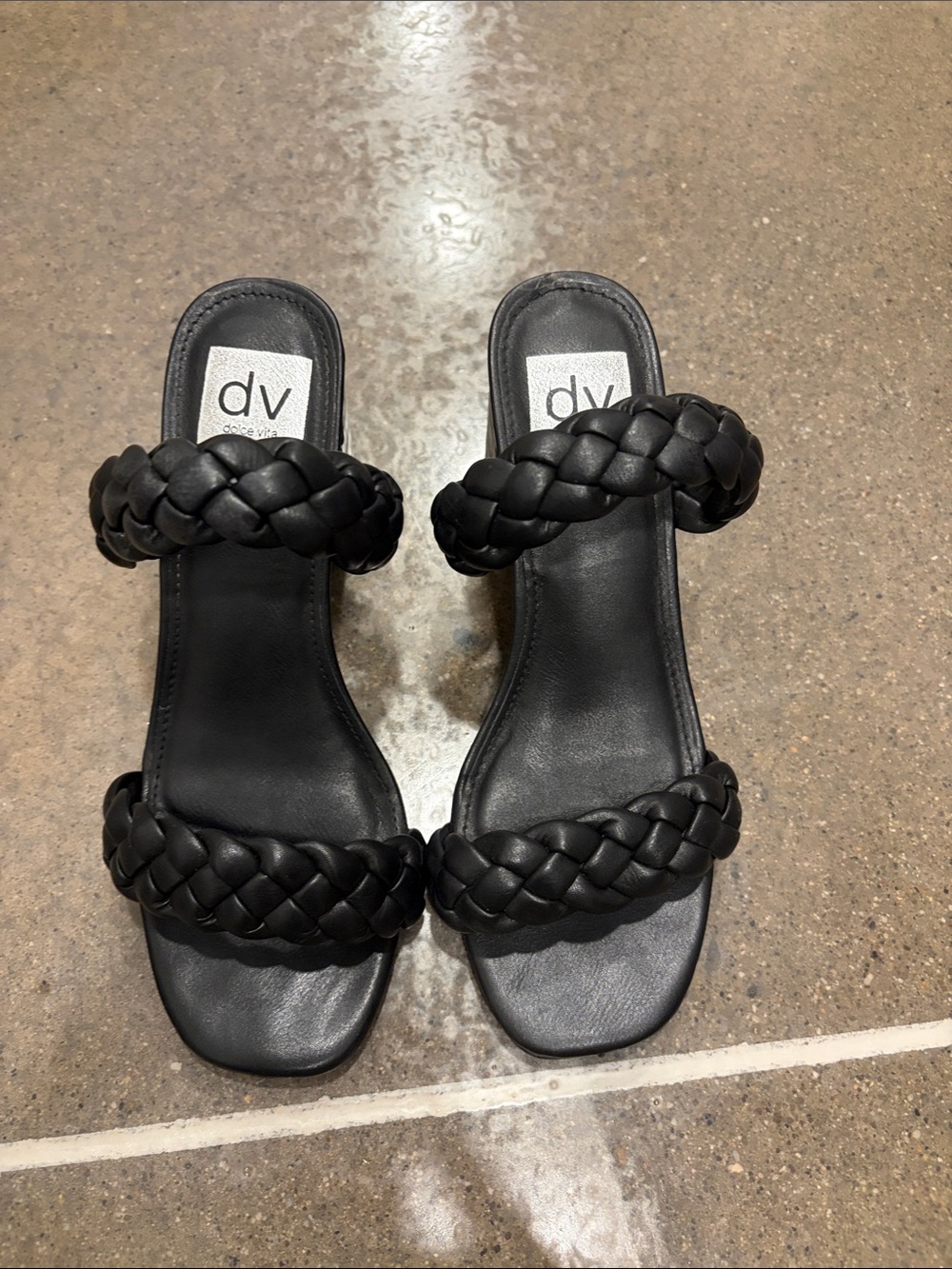 DV by Dolce Vita Black Braided Double Strap Slide Sandals